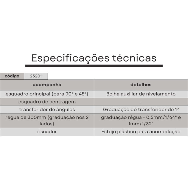 esquadro combinado 0 a 180°