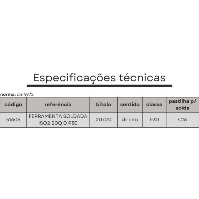 ferramenta soldada iso2 20q d p30