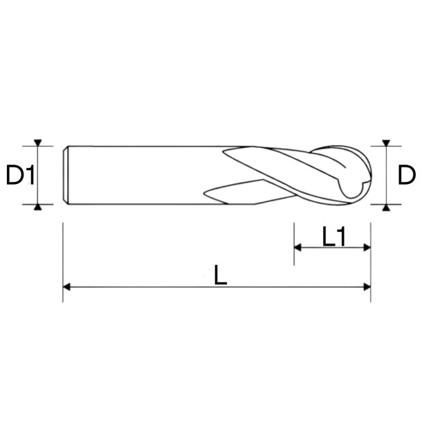 fresa esferica metal duro 2 cortes 04 mmx8x050xh4 TiSiN