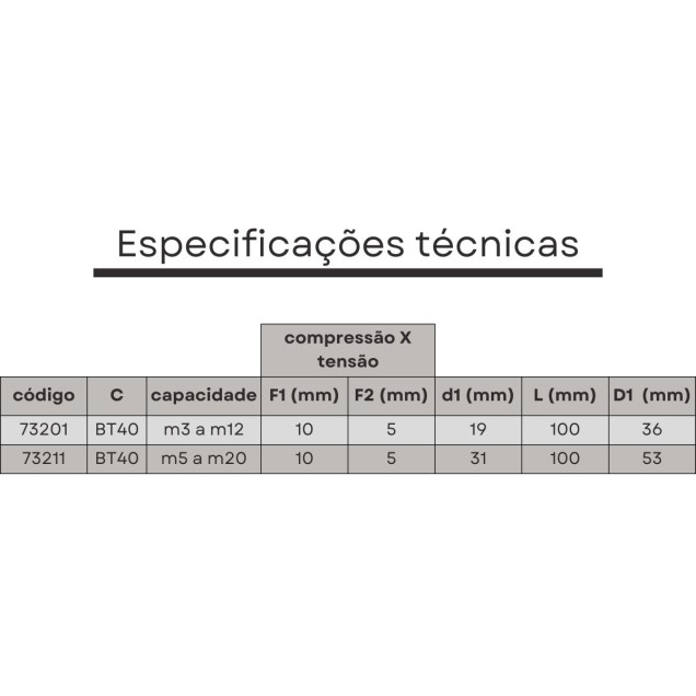 mandril flutuante BT40 m5 a m20