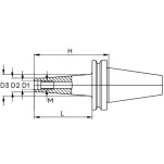 mandril porta fresa bt40 roscado m16 L=75 mm