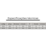 mandril porta pinças er16 M haste paralela 20x150 mm