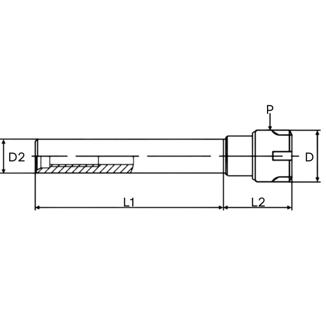 mandril porta pinças er16 M haste paralela 20x150 mm