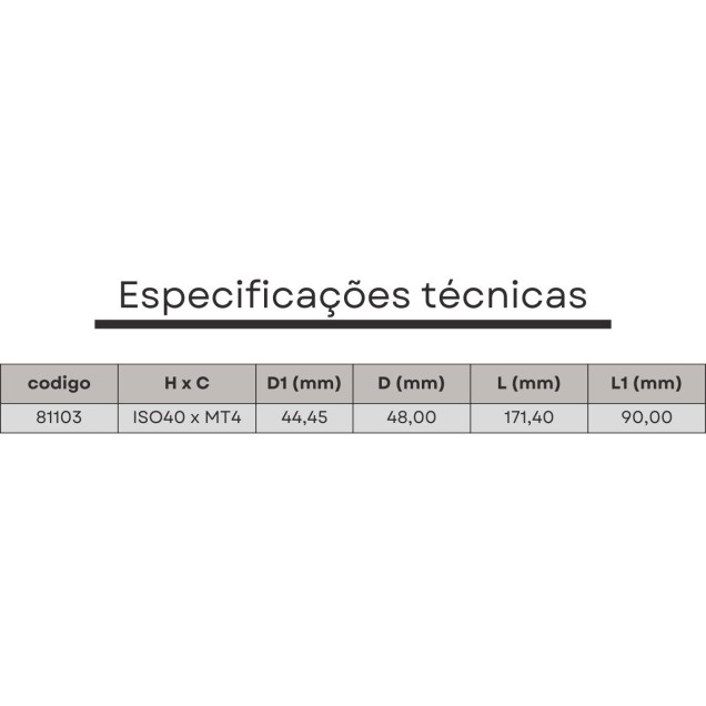 mandril reduçao cone morse 4xISO40