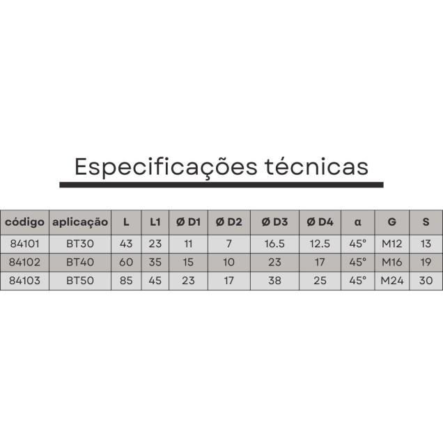 pino bt30 45° com refrigeraçao