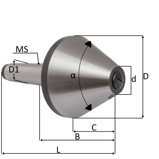 ponta rotativa para tubo cone morse 4 40x120 mm